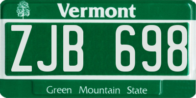 VT license plate ZJB698