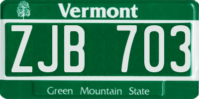 VT license plate ZJB703