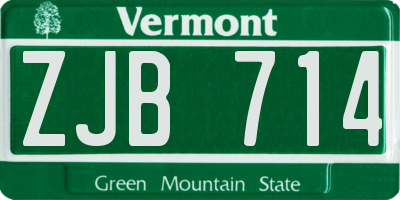 VT license plate ZJB714