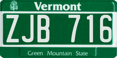 VT license plate ZJB716