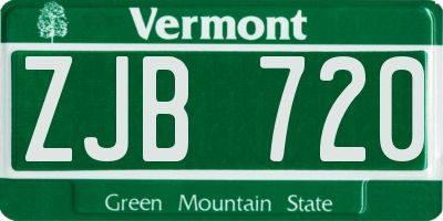 VT license plate ZJB720