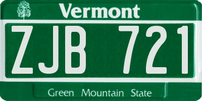 VT license plate ZJB721