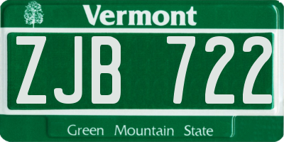 VT license plate ZJB722