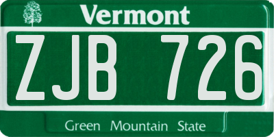 VT license plate ZJB726