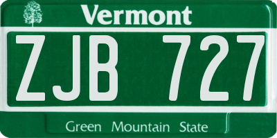 VT license plate ZJB727