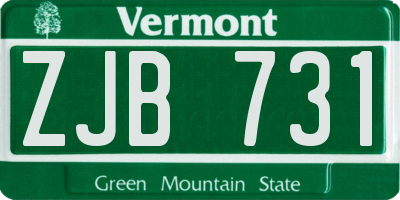VT license plate ZJB731