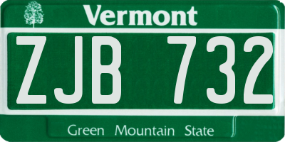 VT license plate ZJB732