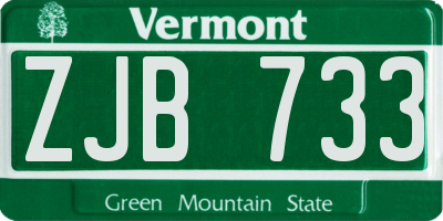 VT license plate ZJB733
