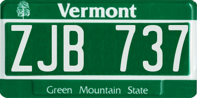 VT license plate ZJB737