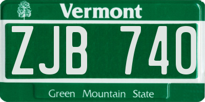 VT license plate ZJB740
