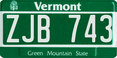 VT license plate ZJB743