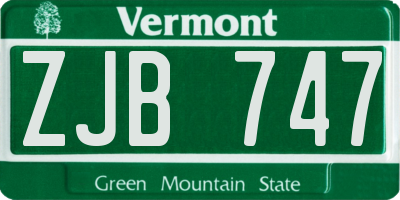 VT license plate ZJB747