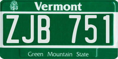 VT license plate ZJB751