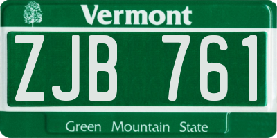 VT license plate ZJB761
