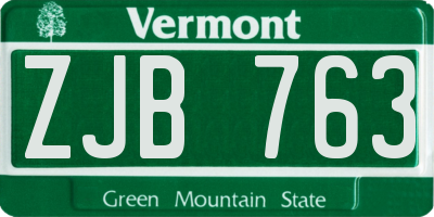 VT license plate ZJB763