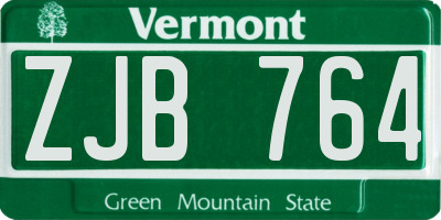 VT license plate ZJB764
