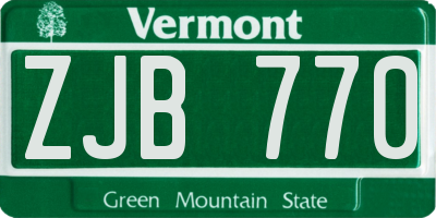 VT license plate ZJB770