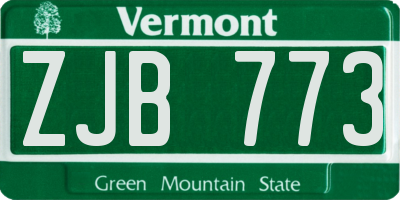 VT license plate ZJB773