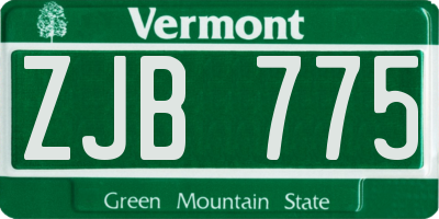 VT license plate ZJB775