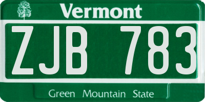 VT license plate ZJB783