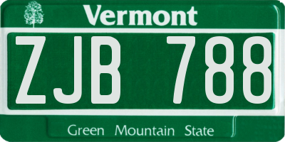 VT license plate ZJB788
