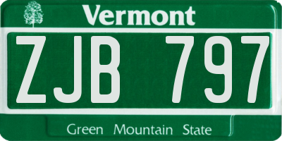 VT license plate ZJB797