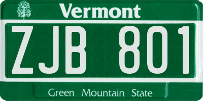 VT license plate ZJB801