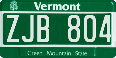 VT license plate ZJB804