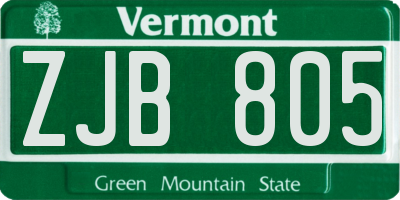 VT license plate ZJB805