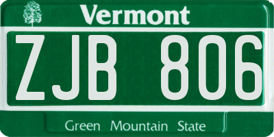 VT license plate ZJB806