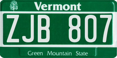 VT license plate ZJB807