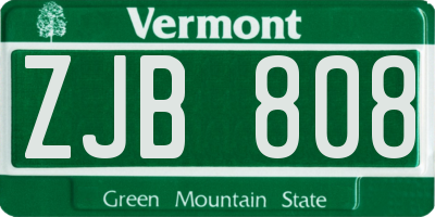 VT license plate ZJB808