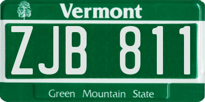 VT license plate ZJB811