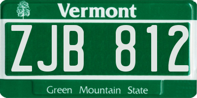 VT license plate ZJB812