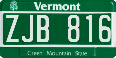 VT license plate ZJB816