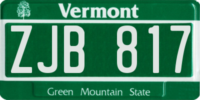 VT license plate ZJB817