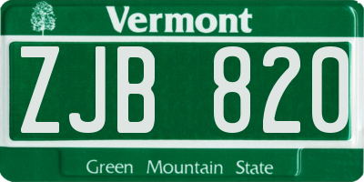 VT license plate ZJB820