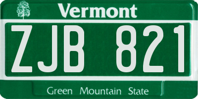 VT license plate ZJB821