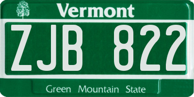 VT license plate ZJB822