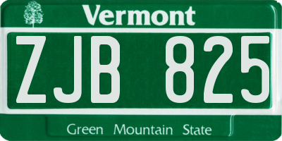 VT license plate ZJB825