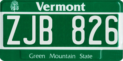 VT license plate ZJB826