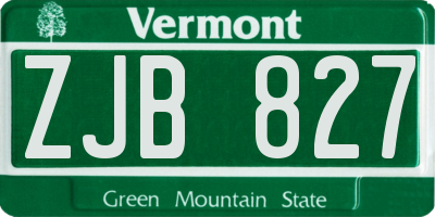 VT license plate ZJB827