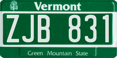 VT license plate ZJB831