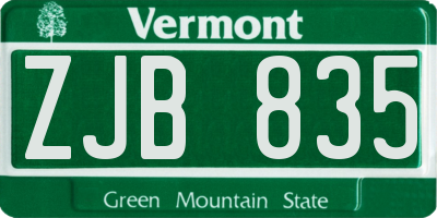 VT license plate ZJB835