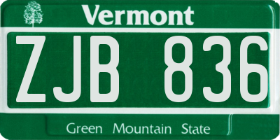 VT license plate ZJB836