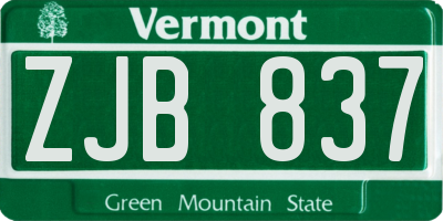 VT license plate ZJB837