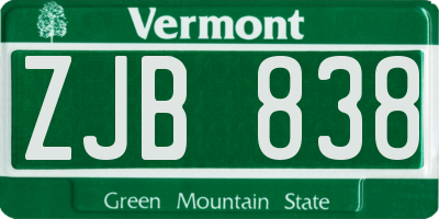 VT license plate ZJB838