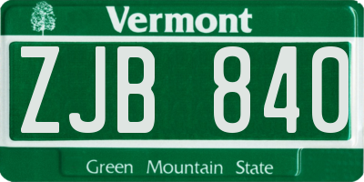 VT license plate ZJB840