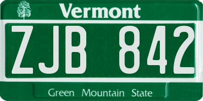 VT license plate ZJB842