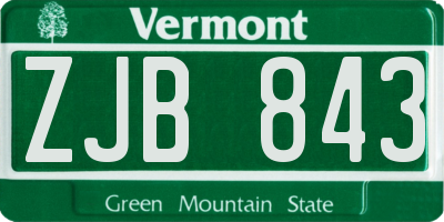 VT license plate ZJB843